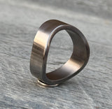 Minimalist Titanium Curved Ring: Brushed Finish Wedding Band