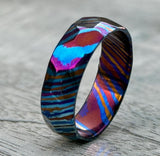 Handmade Timascus Faceted Ring - 3 Alloy Wedding Band