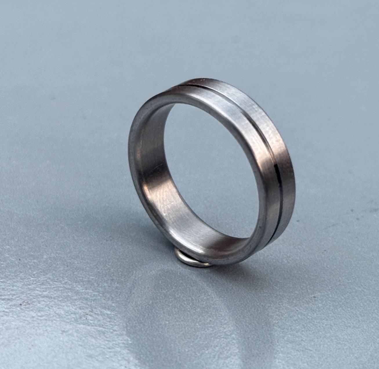 Handmade Titanium Ring: Minimalist Brushed Wedding Band