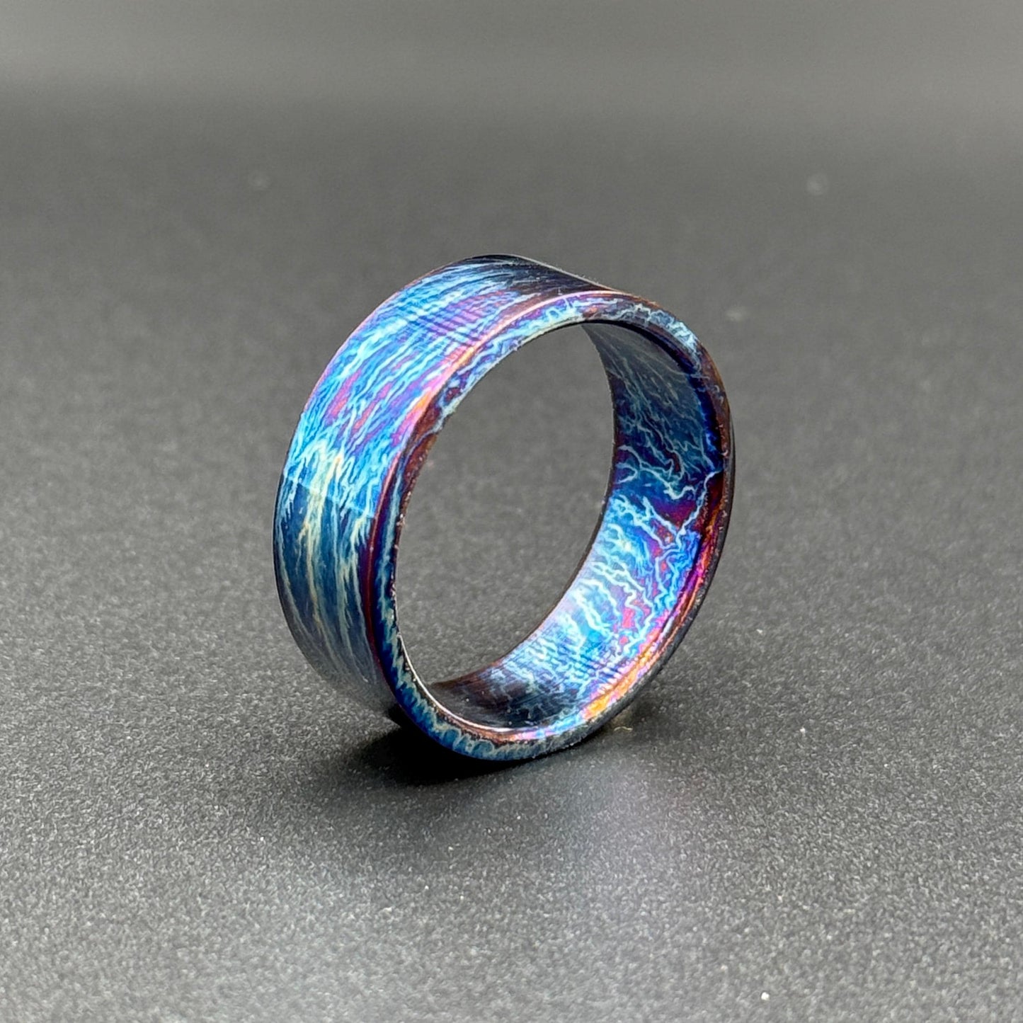 Handmade Colorful Titanium Wedding Band: Heat Anodized Anniversary Ring