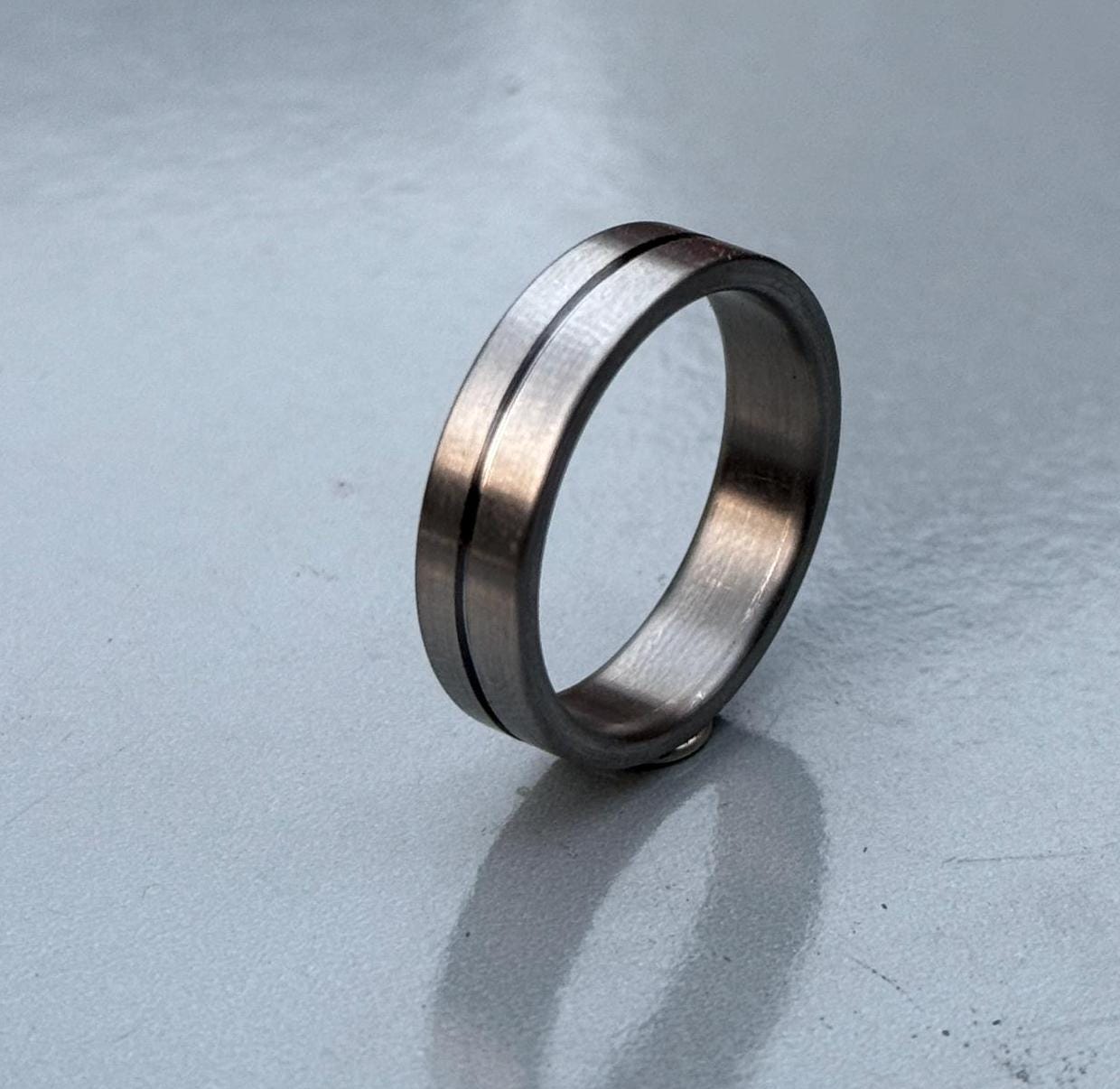 Handmade Titanium Ring: Minimalist Brushed Wedding Band