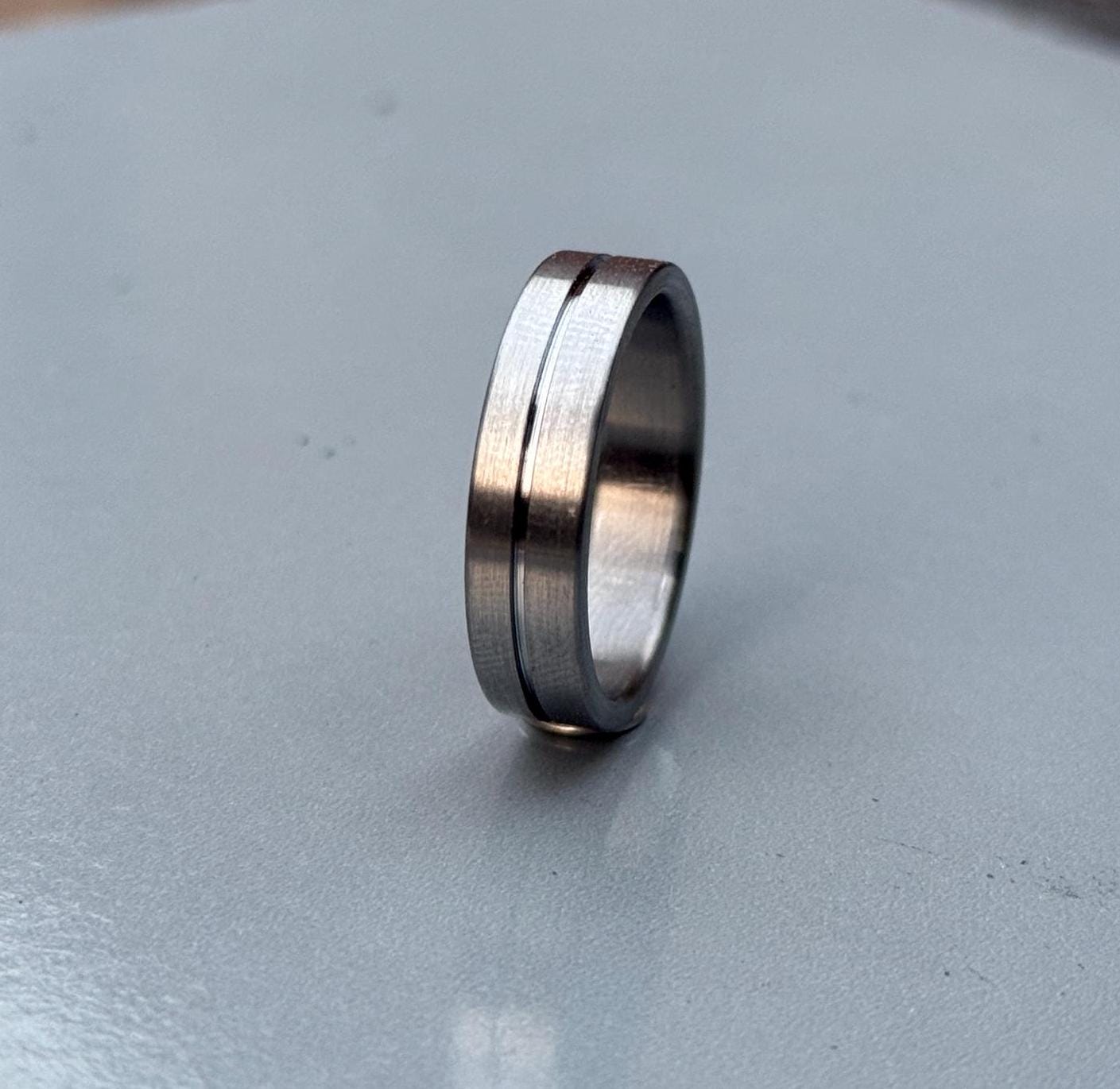 Handmade Titanium Ring: Minimalist Brushed Wedding Band