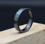 Minimalist Zirconium Ring: Brushed Black Wedding Band, Handcrafted USA