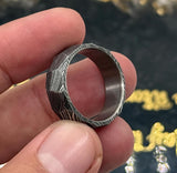 Hammered Damascus Ring with Titanium Inlay: Comfortable Band