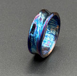 Handmade Colorful Titanium Ring: Anodized Curved Wedding Band