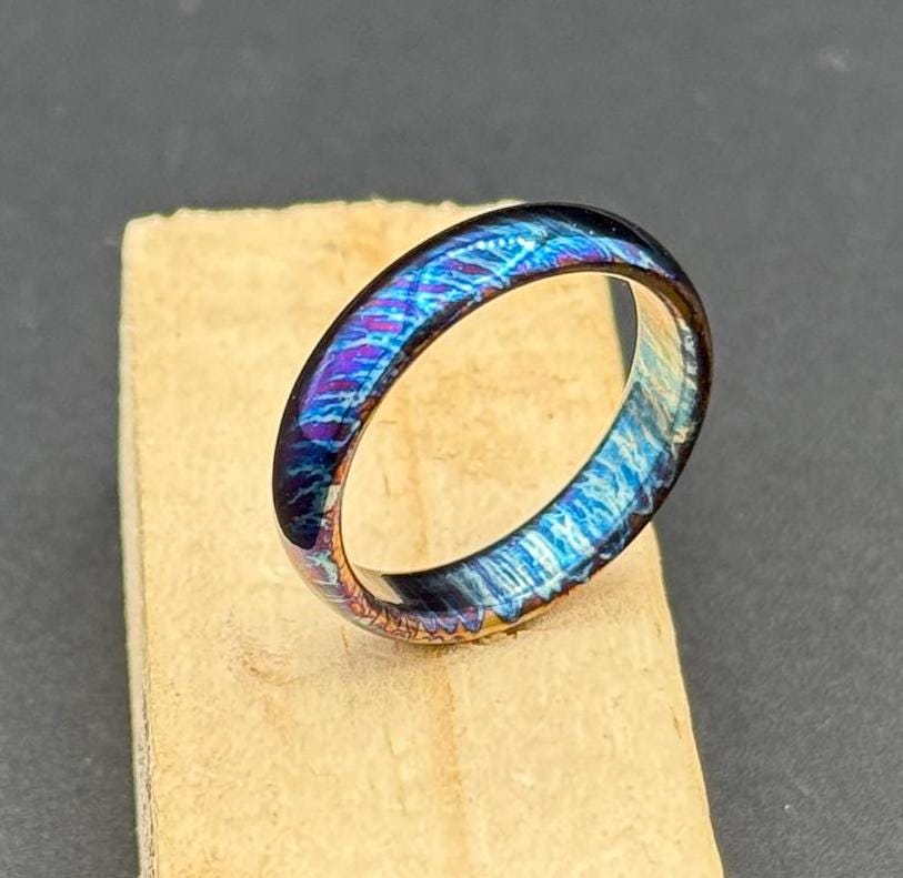 Colorful Titanium Ring: Flamed Anodized Wedding Band