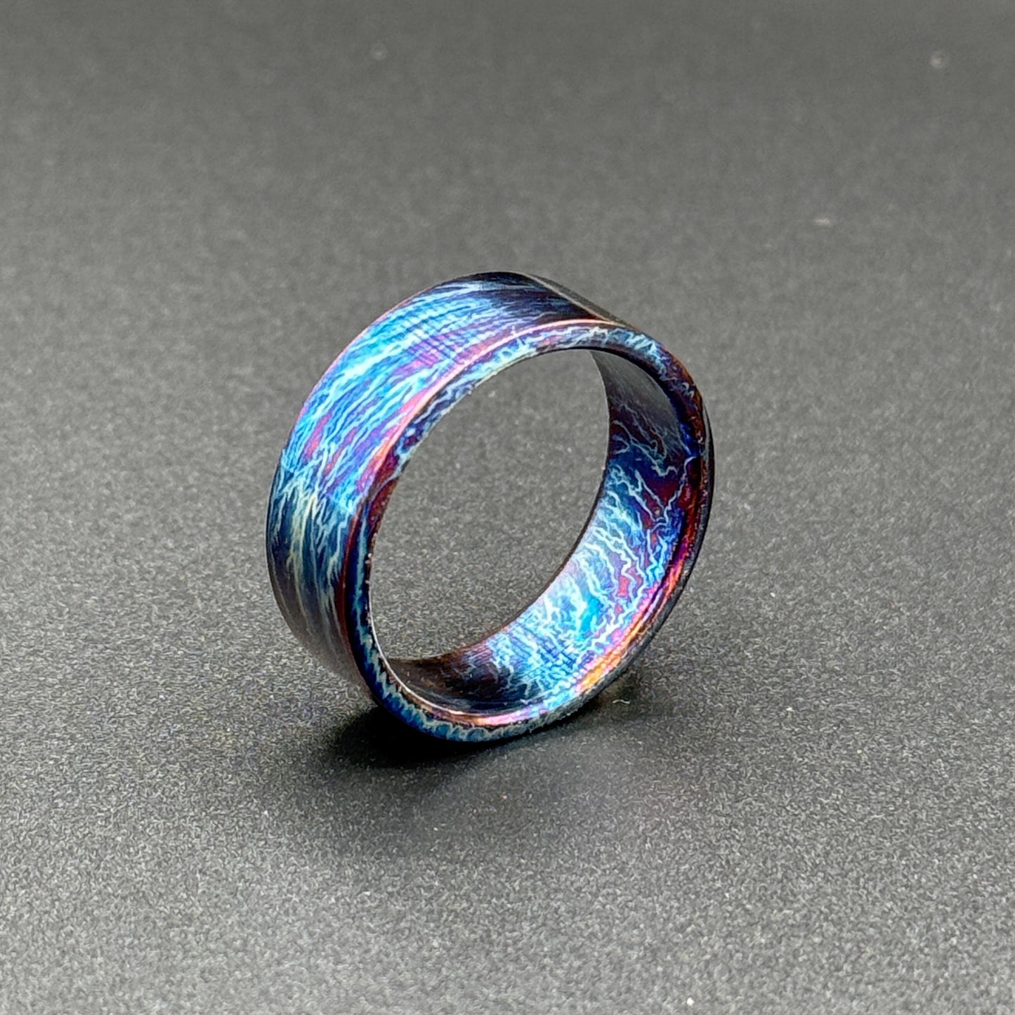 Handmade Colorful Titanium Wedding Band: Heat Anodized Anniversary Ring