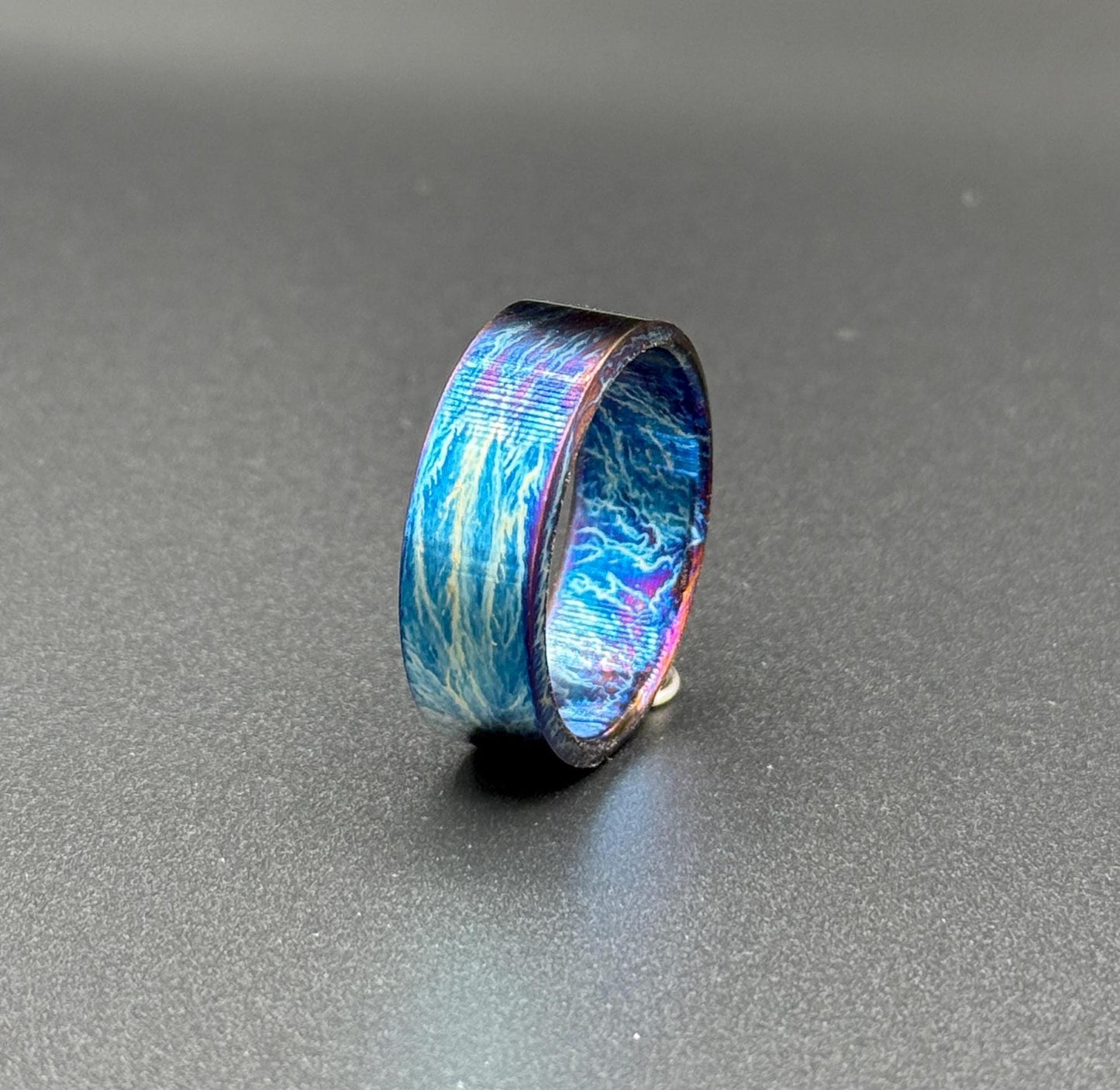 Handmade Colorful Titanium Wedding Band: Heat Anodized Anniversary Ring