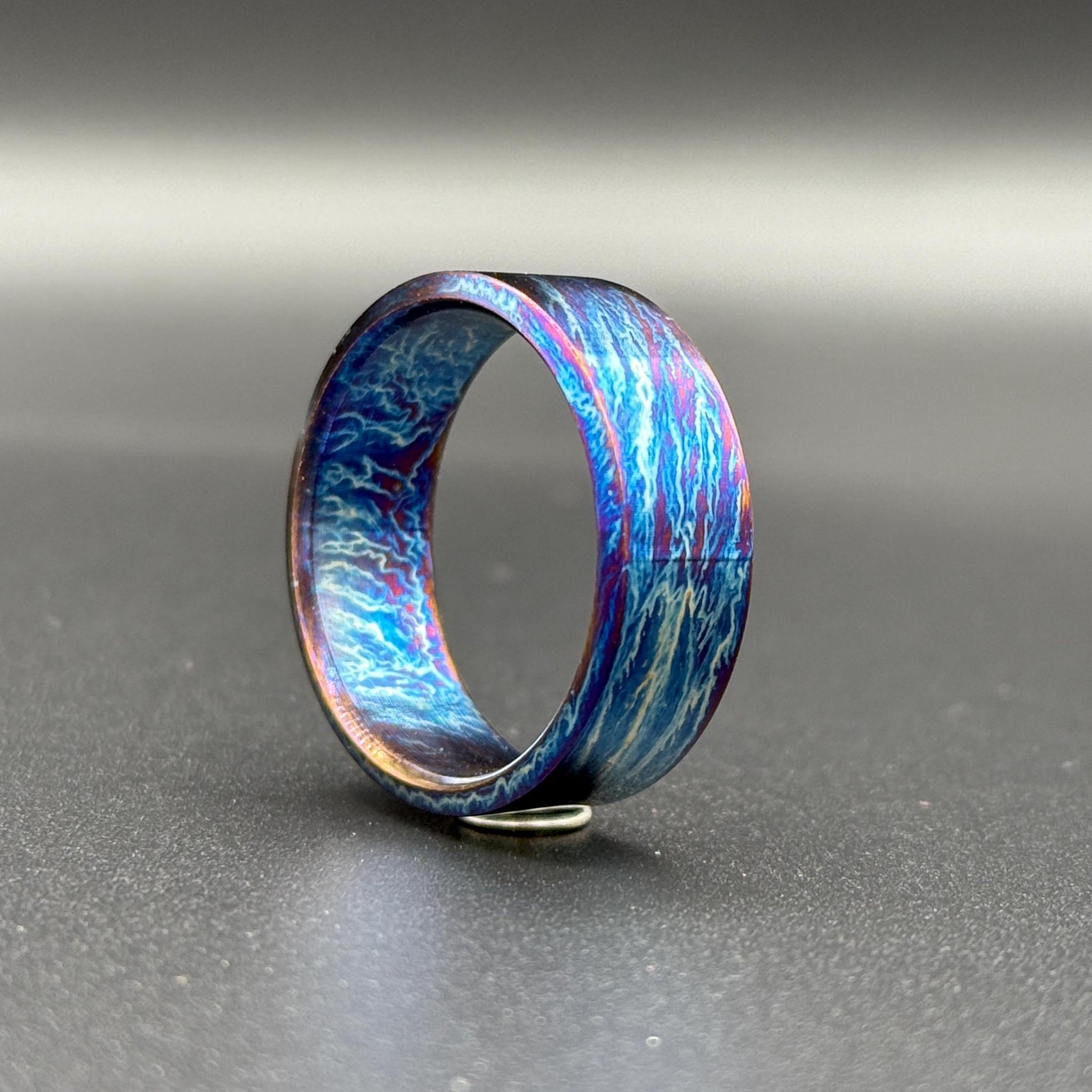 Handmade Colorful Titanium Wedding Band: Heat Anodized Anniversary Ring
