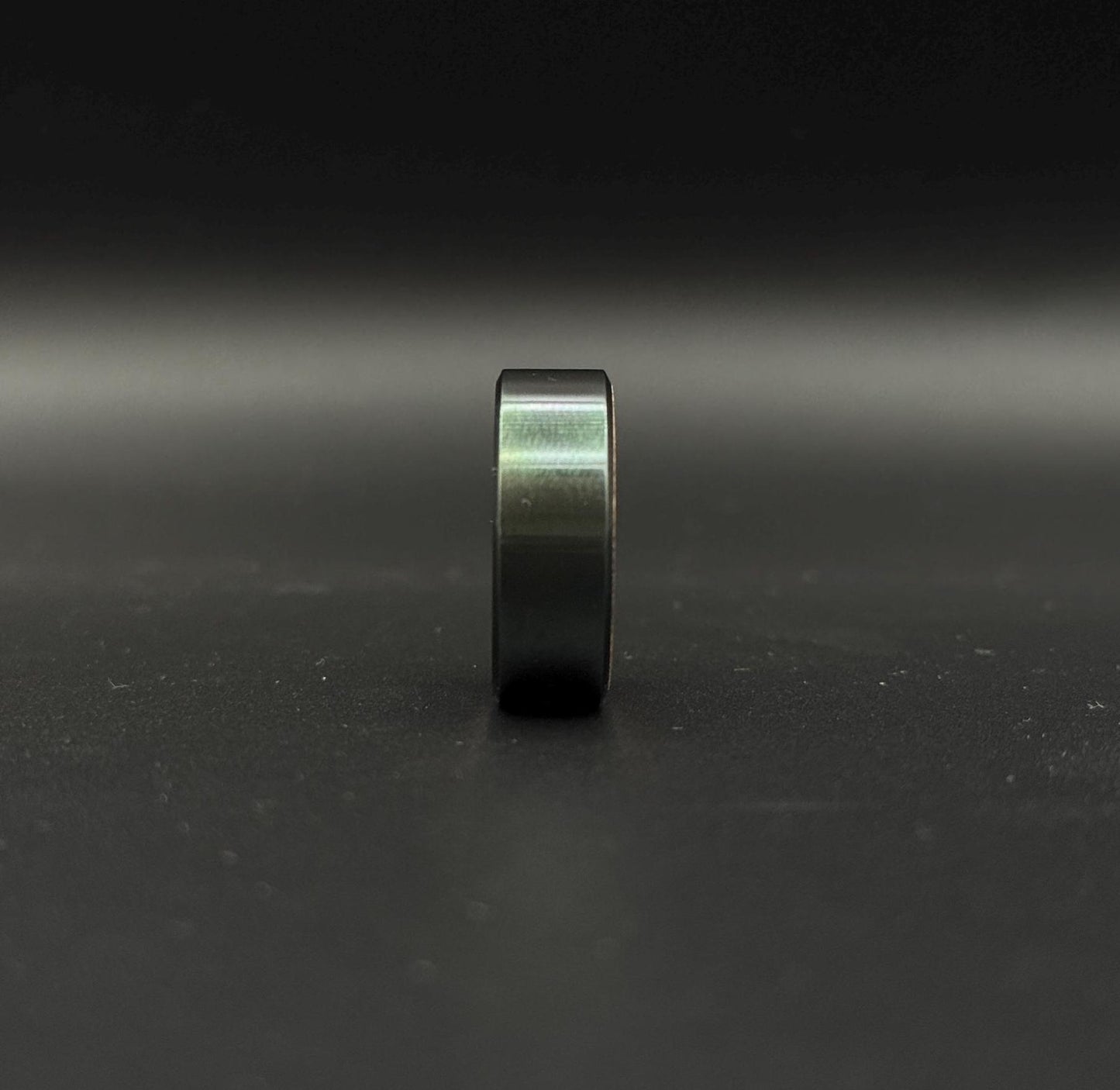 Handmade Black Zirconium Ring: Whiskey Barrel Wood Inlay Wedding Band