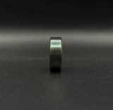 Handmade Black Zirconium Ring: Whiskey Barrel Wood Inlay Wedding Band
