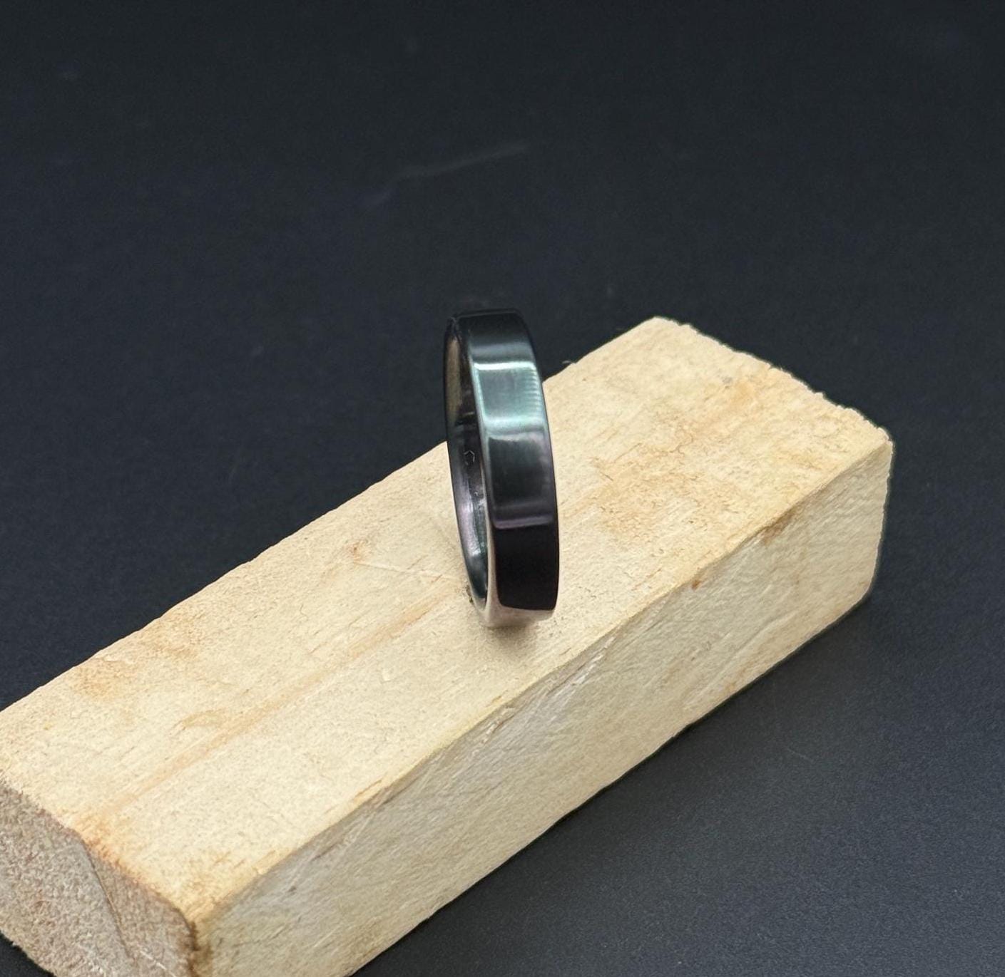 Minimalist Zirconium Ring: Brushed Black Wedding Band, Handcrafted USA