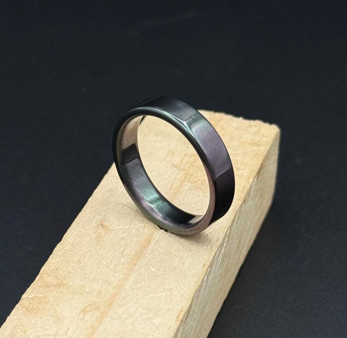 Minimalist Zirconium Ring: Brushed Black Wedding Band, Handcrafted USA