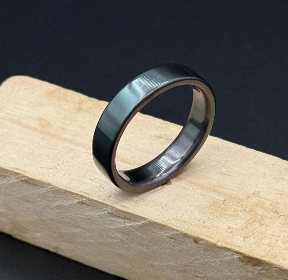 Minimalist Zirconium Ring: Brushed Black Wedding Band, Handcrafted USA