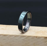 Minimalist Zirconium Ring: Brushed Black Wedding Band, Handcrafted USA
