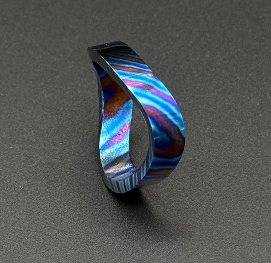 Handmade Timascus Curved Ring: 3-Alloy Wedding Band