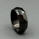 Faceted Black Zirconium Ring: Handmade Minimalist Wedding Band