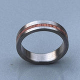 Minimalist Titanium Ring: Whiskey Barrel Wood Lining, Handmade Wedding Band