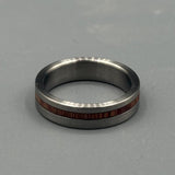 Minimalist Titanium Ring: Brushed Finish with Whisky Barrel Wood Inlay