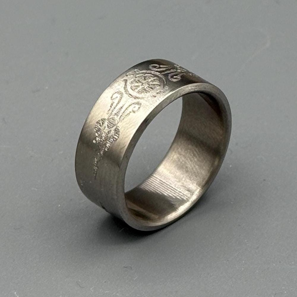 Minimalist Titanium Ring: Custom Engraved Brushed Wedding Band