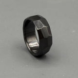 Faceted Black Zirconium Ring: Handmade Minimalist Wedding Band