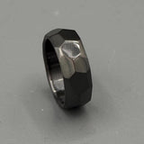 Faceted Black Zirconium Ring: Handmade Minimalist Wedding Band