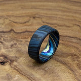 Handmade Zircuti Timascus Ring: Unique Black Damascus Titanium Band