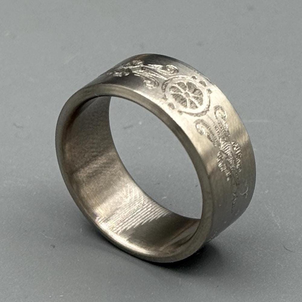 Minimalist Titanium Ring: Custom Engraved Brushed Wedding Band