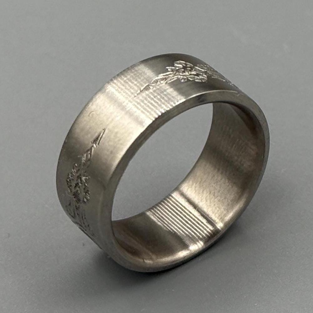 Minimalist Titanium Ring: Custom Engraved Brushed Wedding Band