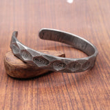 Hand Forged Damascus Steel Bangle: Diamond Cut Viking Cuff Bracelet
