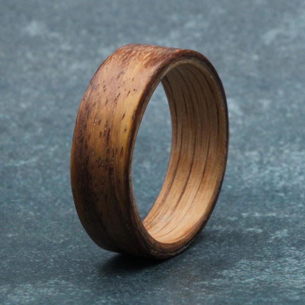 Rosewood Wedding Band: Minimalist Ashwood Inlay Ring
