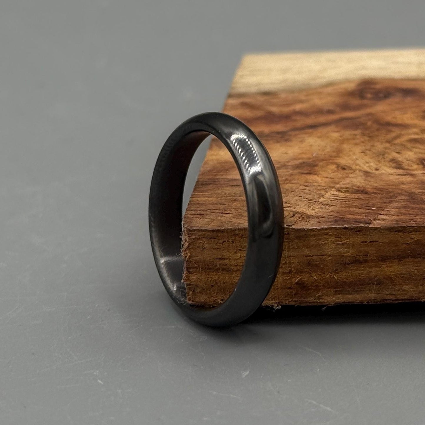 Brushed Domed Zirconium Wedding Band: 8mm Men's Ring, Free Engraving