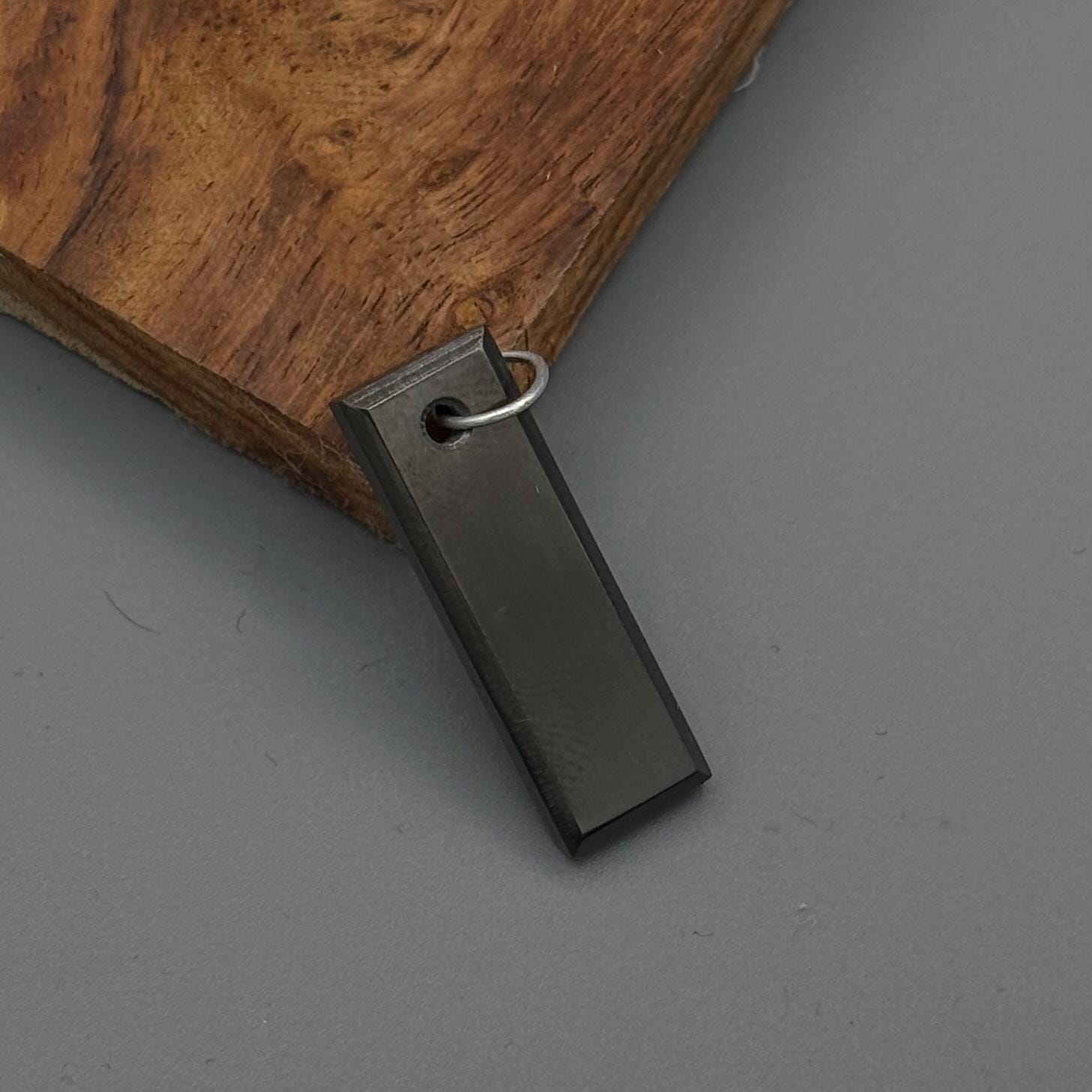 Engraved Zirconium Pendant: Black Anodized Mens Jewelry