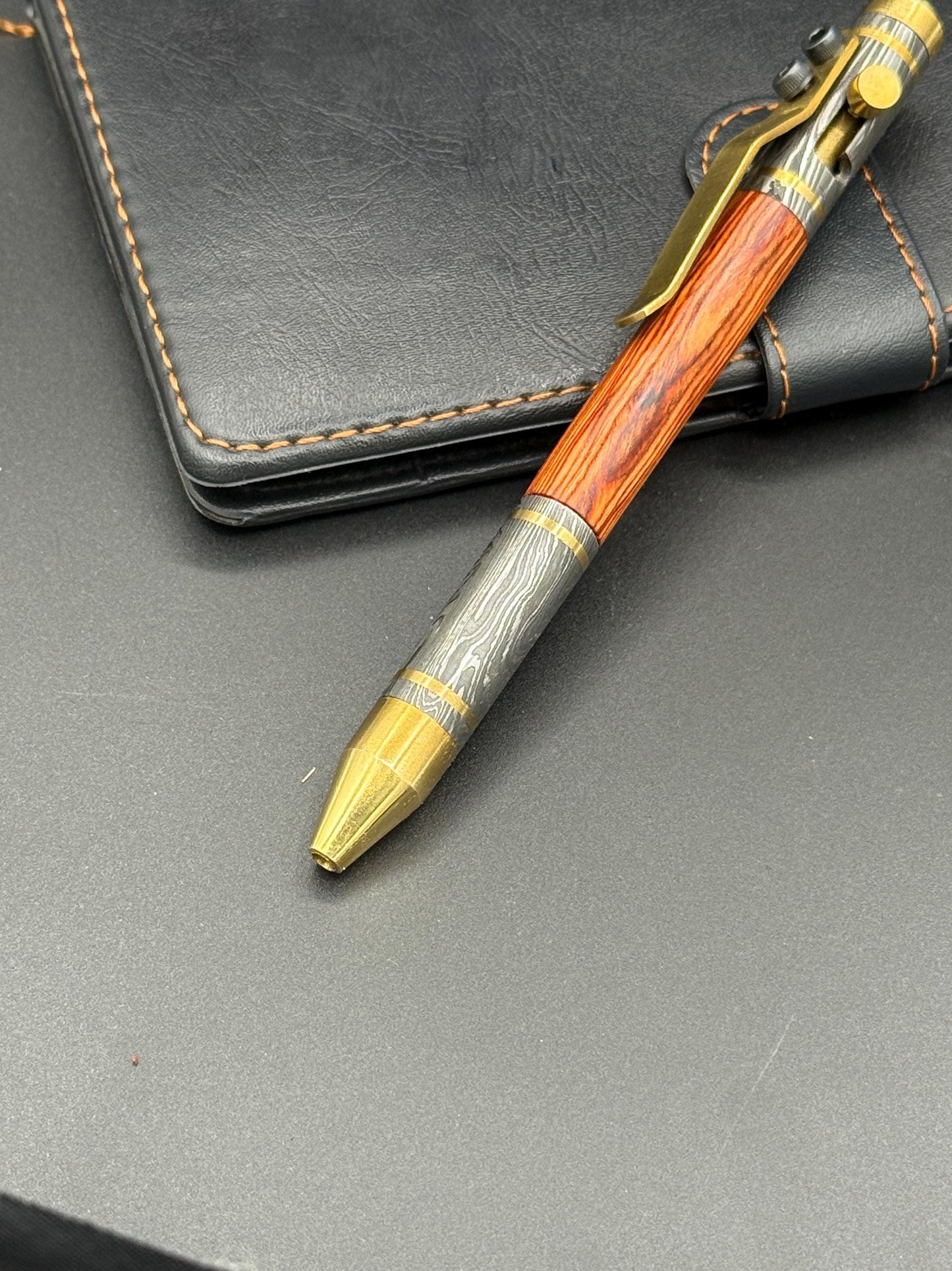 Handcrafted Damascus Steel Ballpoint Pen - Personalized Gift