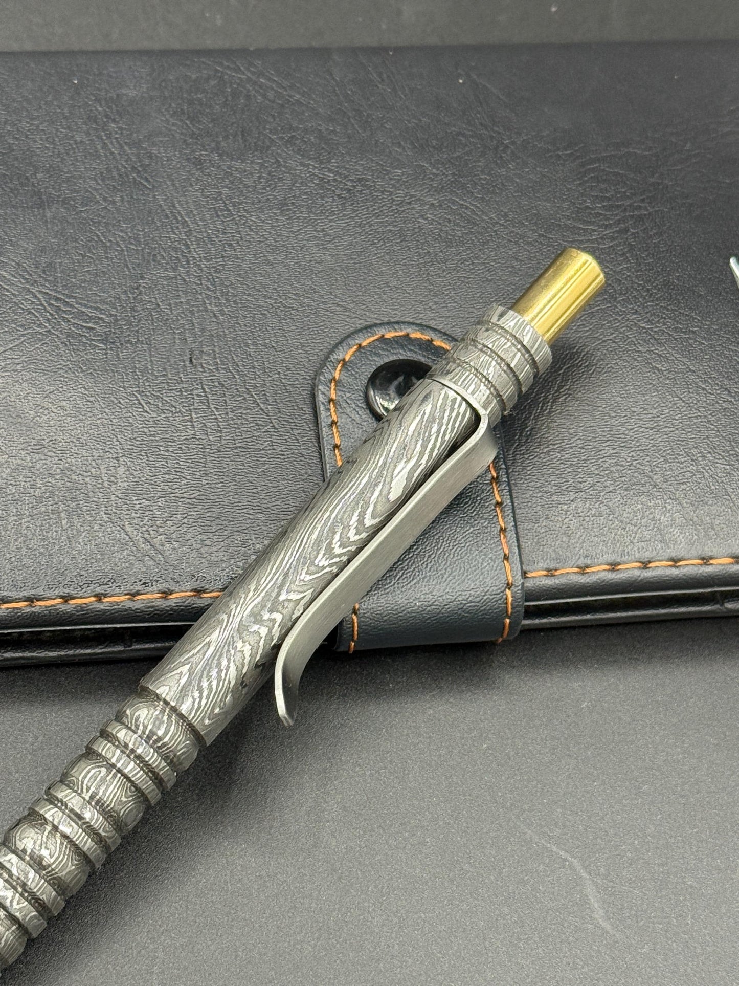 Hand Forged Damascus Steel Ballpoint Pen: Personalized Retirement Gift
