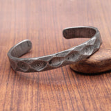 Hand Forged Damascus Steel Bangle: Diamond Cut Viking Cuff Bracelet