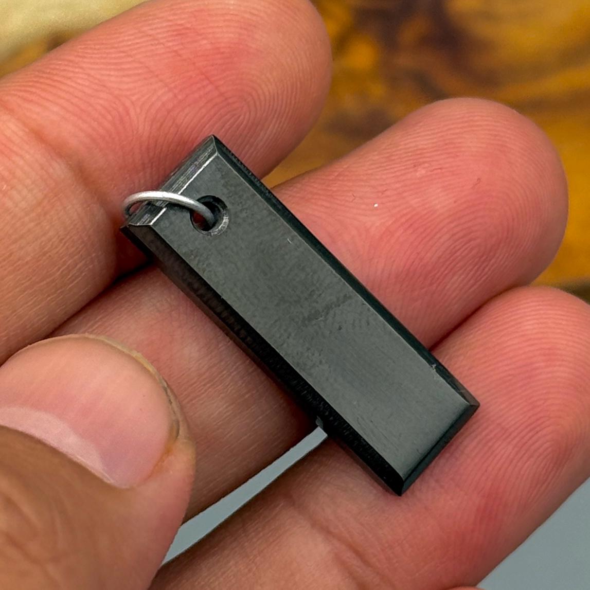 Engraved Zirconium Pendant: Black Anodized Mens Jewelry