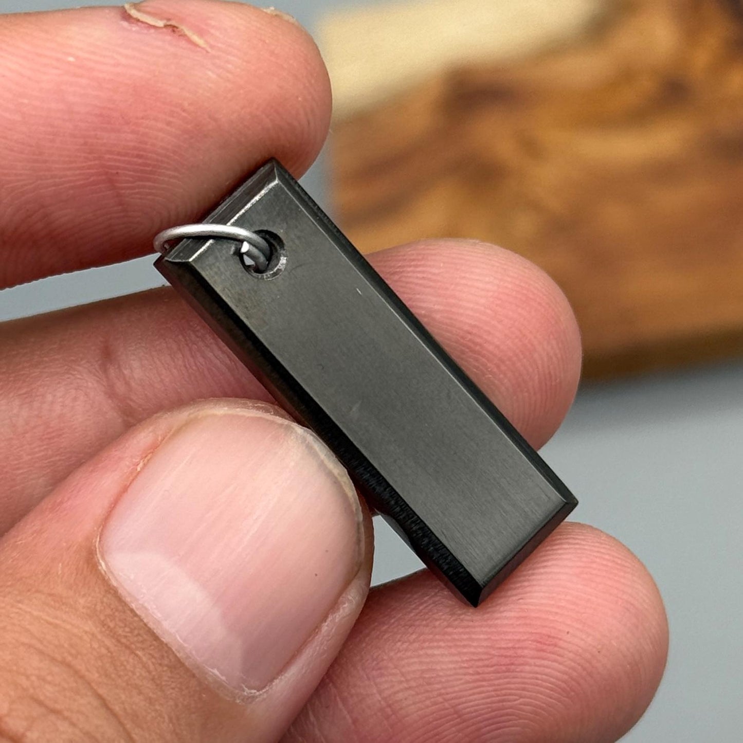 Engraved Zirconium Pendant: Black Anodized Mens Jewelry