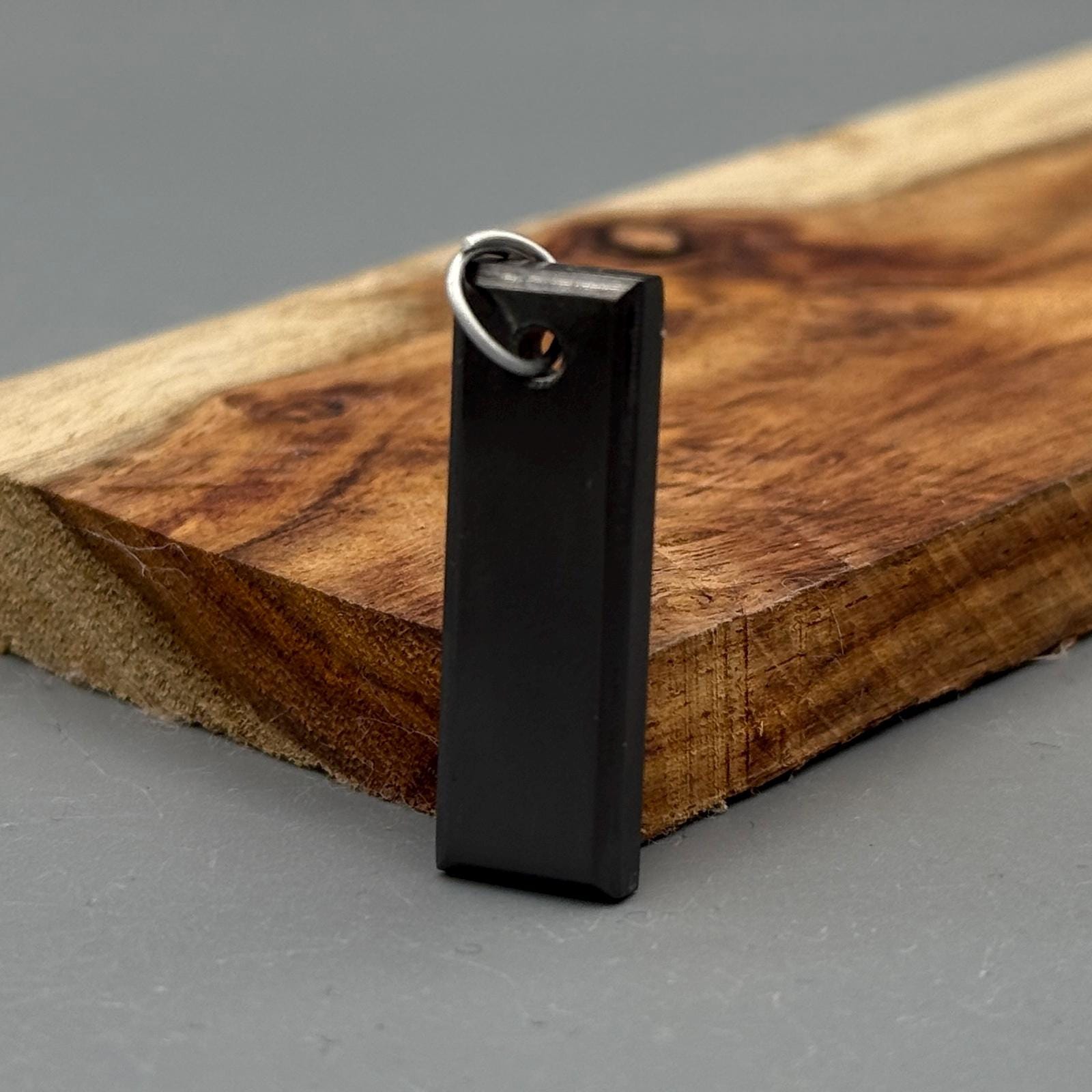 Engraved Zirconium Pendant: Black Anodized Mens Jewelry