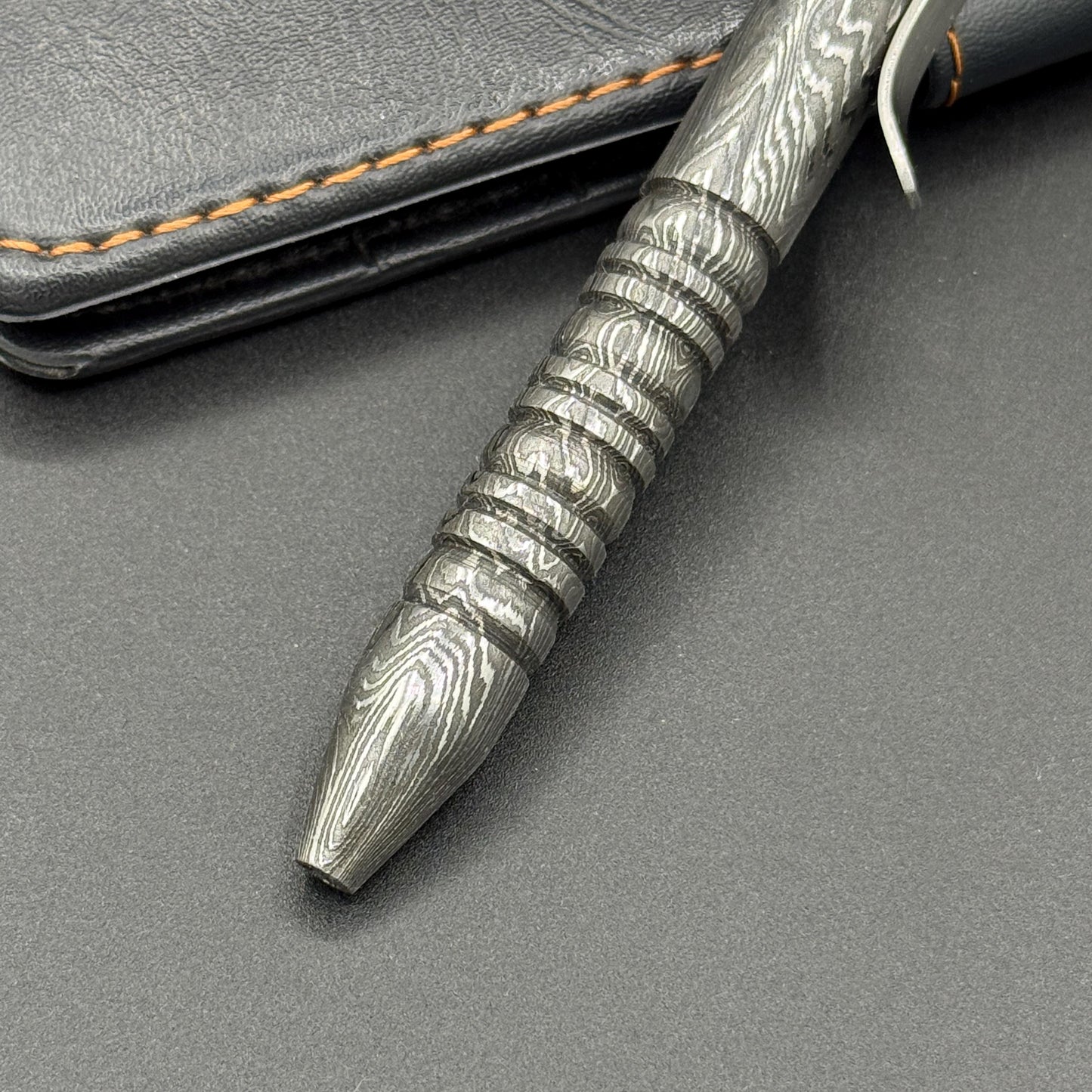 Hand Forged Damascus Steel Ballpoint Pen: Personalized Retirement Gift