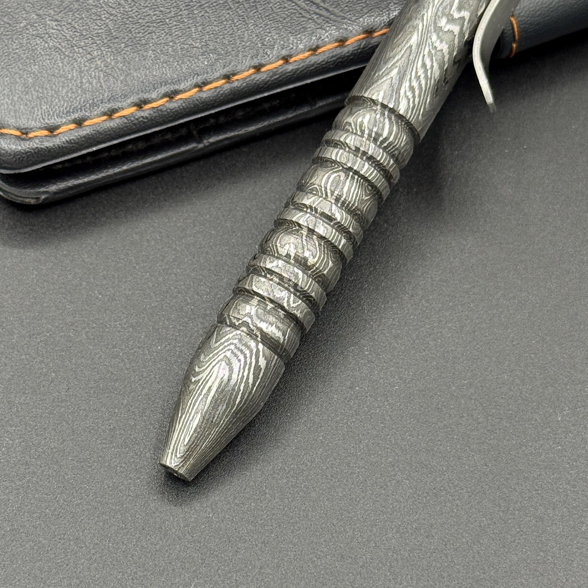 Hand Forged Damascus Steel Ballpoint Pen: Personalized Retirement Gift