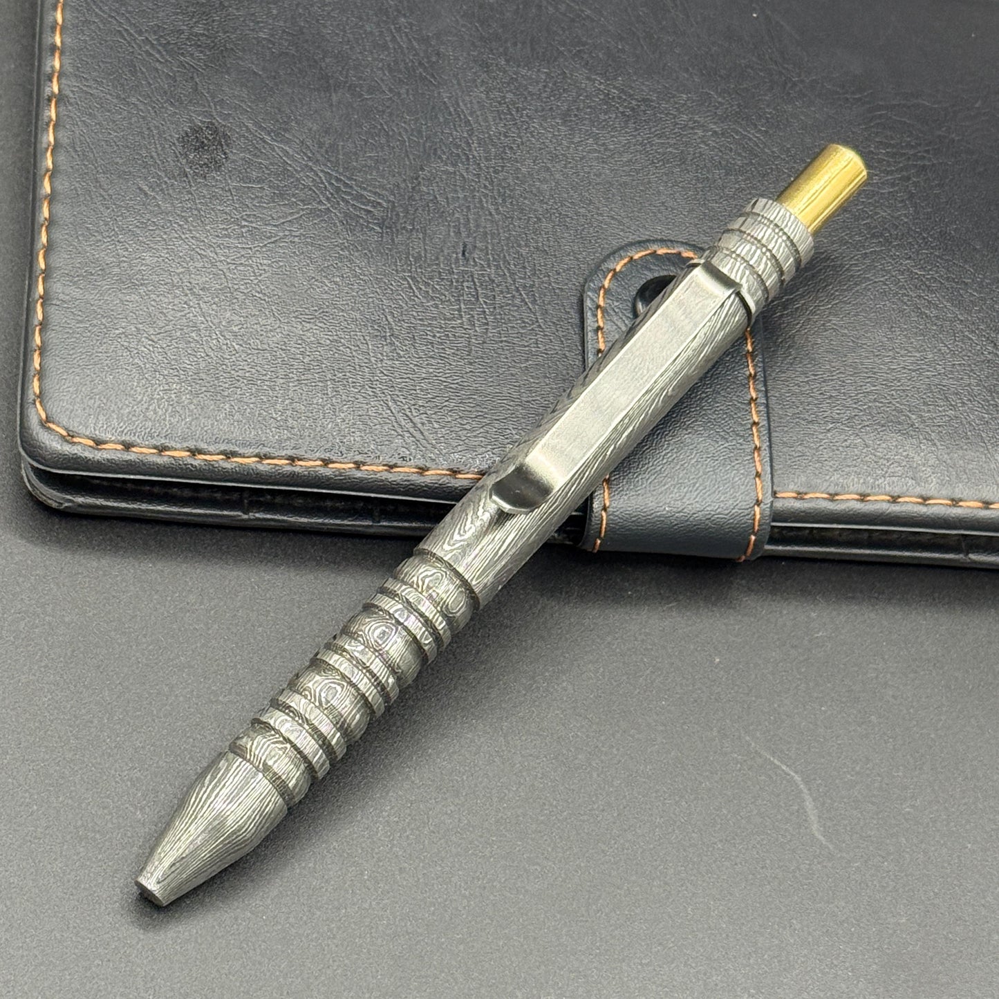 Hand Forged Damascus Steel Ballpoint Pen: Personalized Retirement Gift