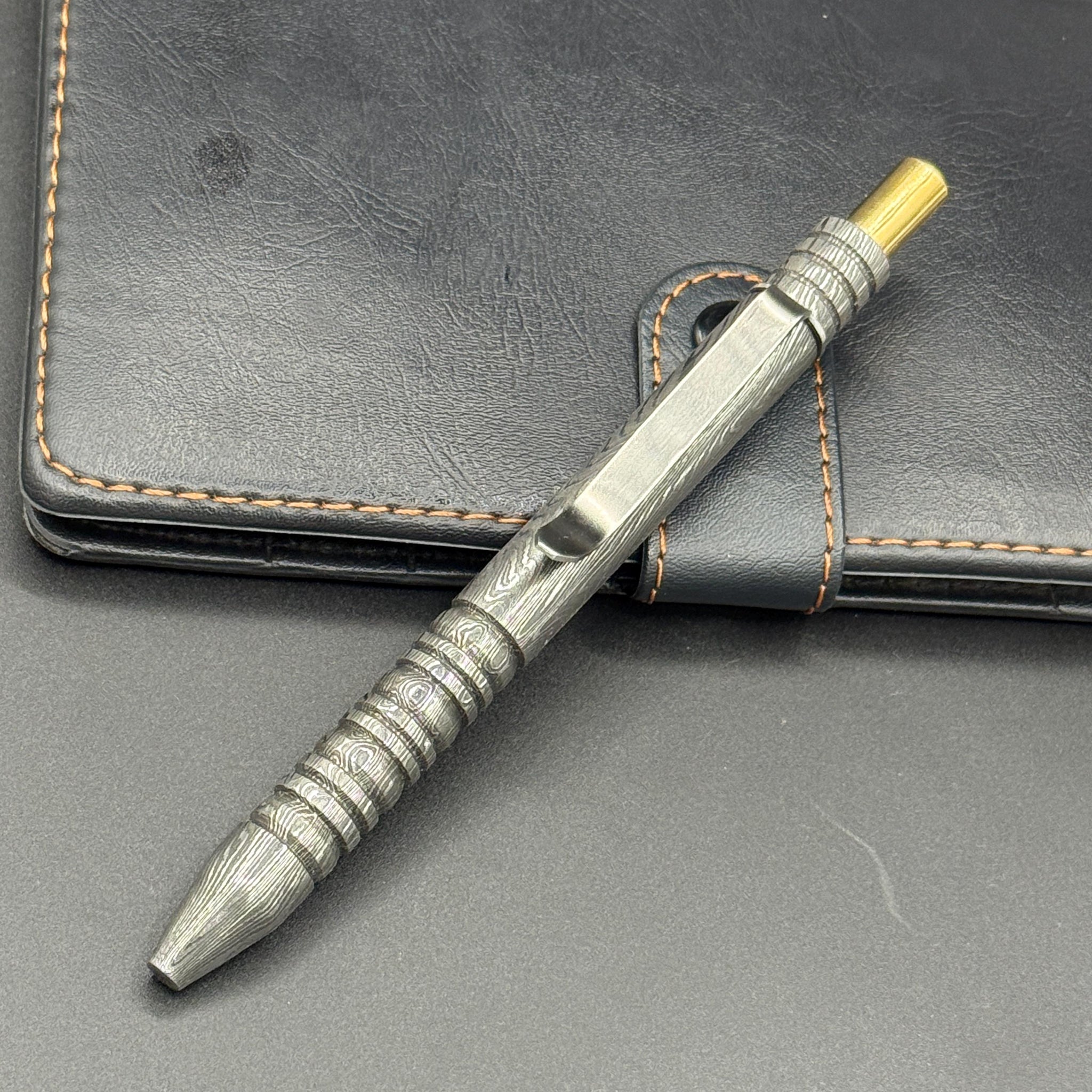 Hand Forged Damascus Steel Ballpoint Pen: Personalized Retirement Gift