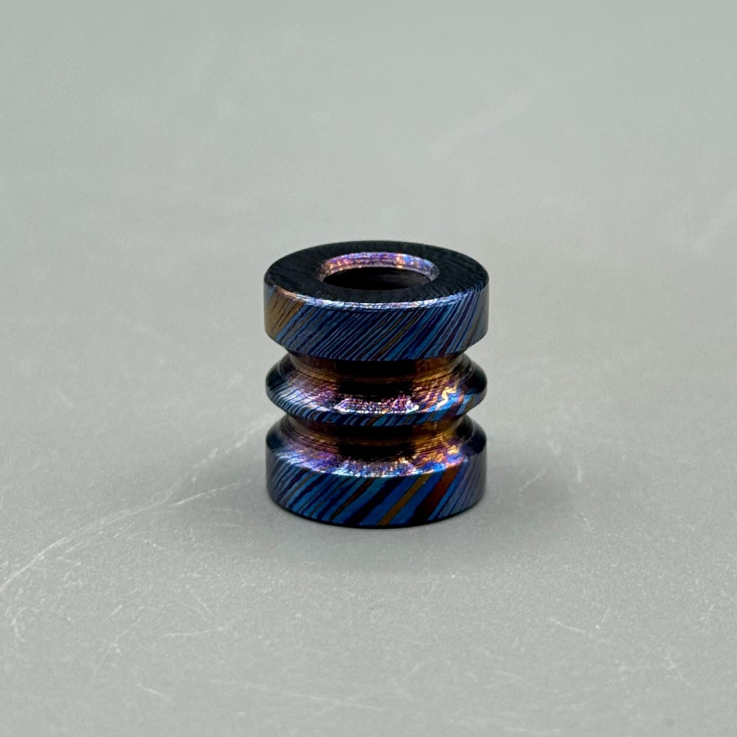 Timascus Paracord Lanyard Bead: Handmade Damascus Titanium Pendant