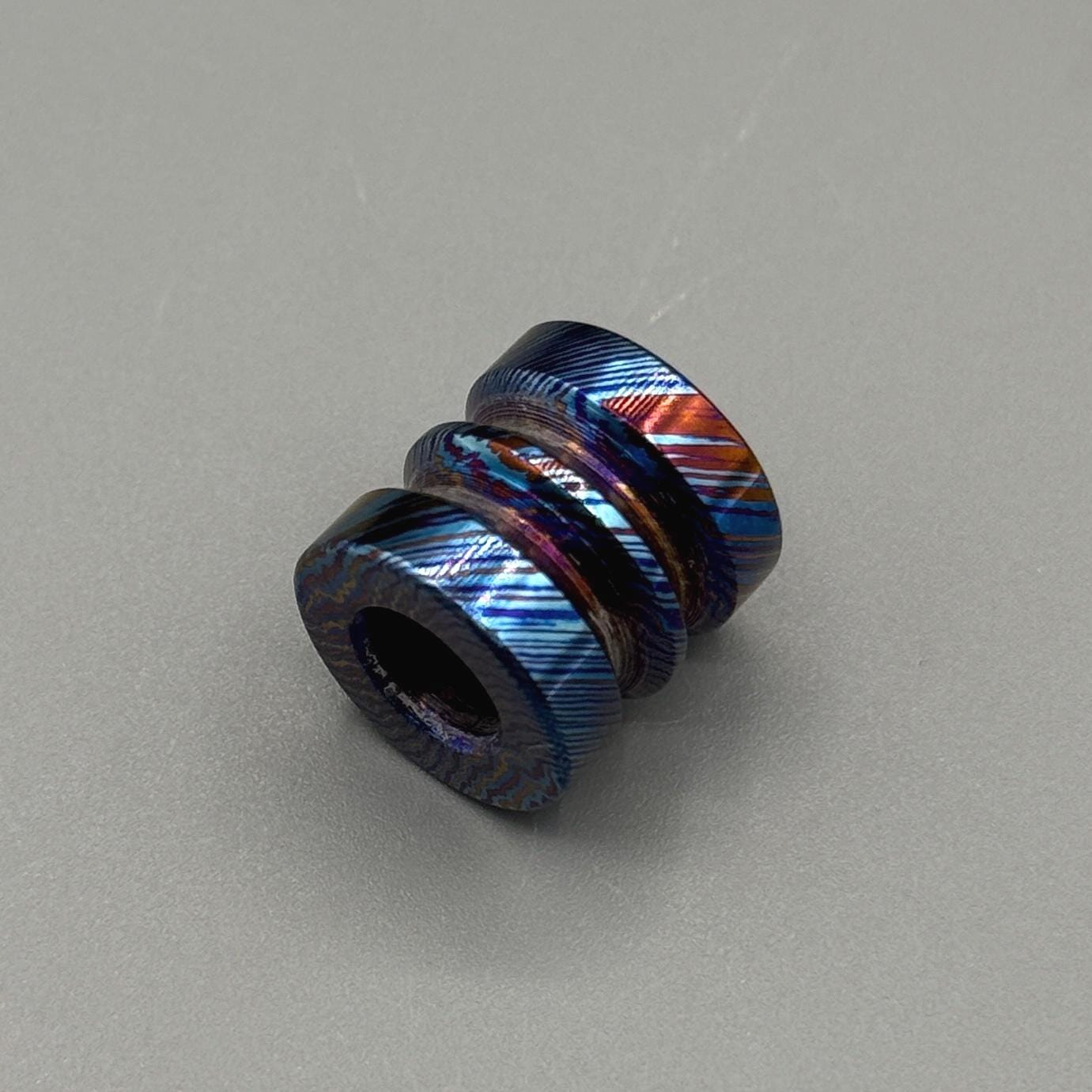 Timascus Paracord Lanyard Bead: Handmade Damascus Titanium Pendant