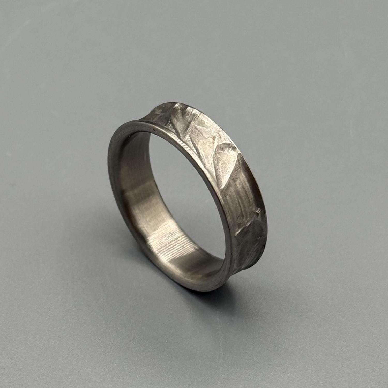 Custom Engraved Titanium Ring: Minimalist Wedding Band, Handcrafted