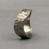 Hammered Titanium Curved Ring: Minimalist Industrial Wedding Band