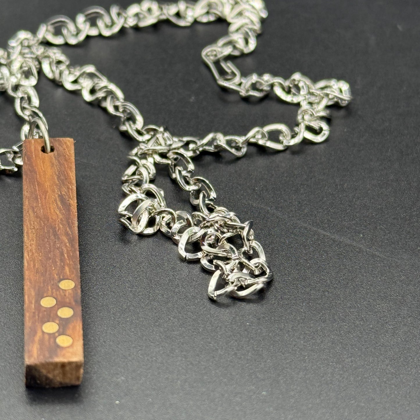 Handcrafted Wood &amp; Silver Necklace - 5th Anniversary Gift for Wife