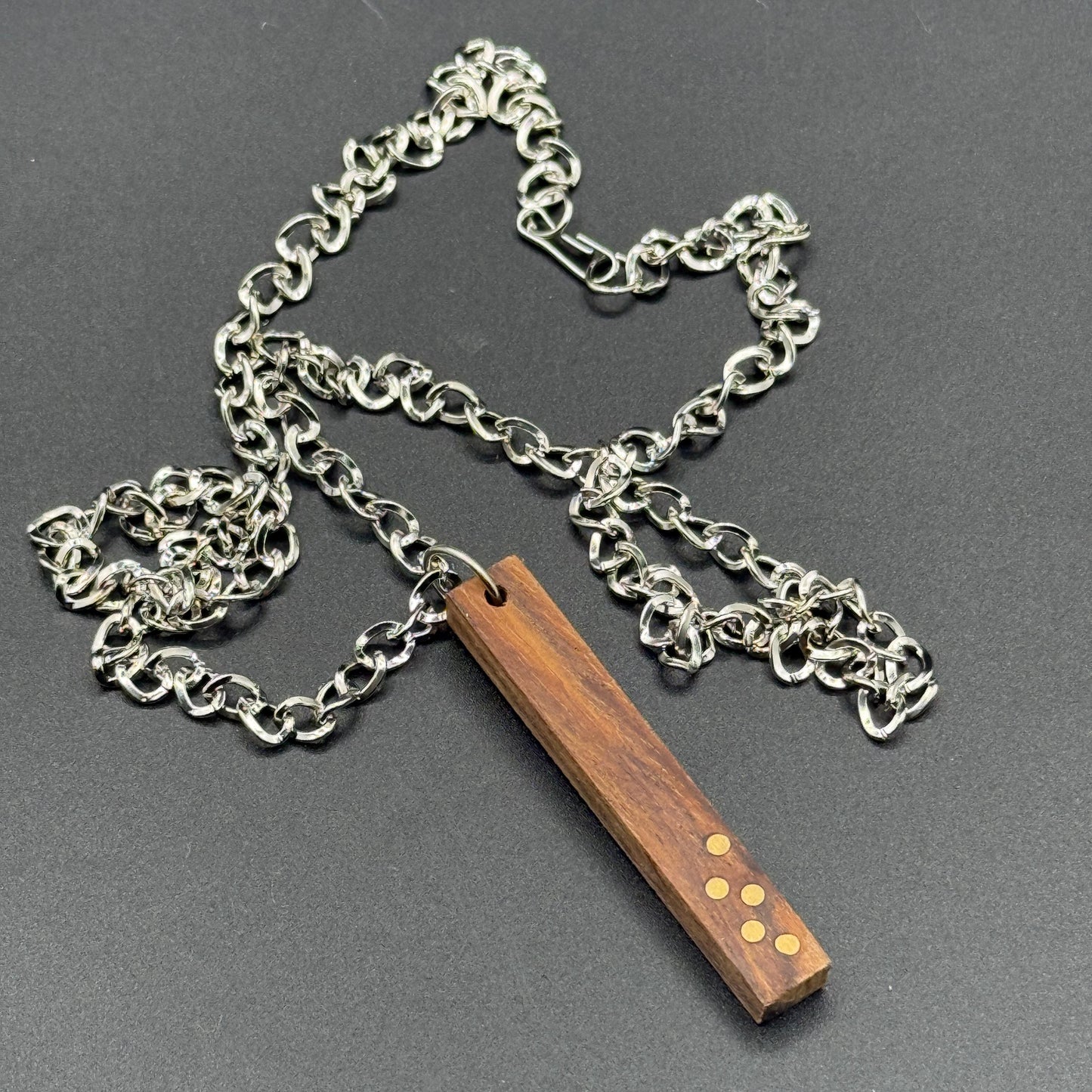 Handcrafted Wood &amp; Silver Necklace - 5th Anniversary Gift for Wife