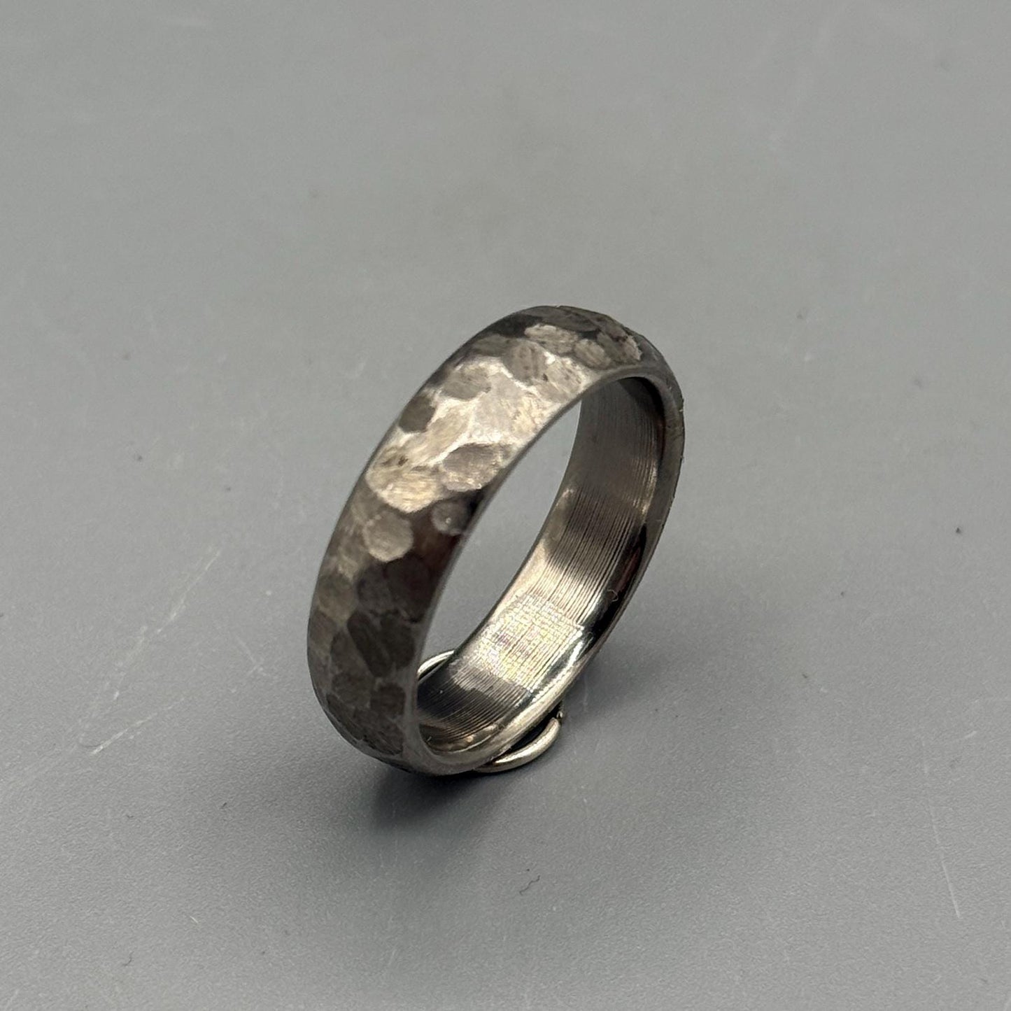 Hammered Titanium Minimalist Ring - Modern Industrial Wedding Band